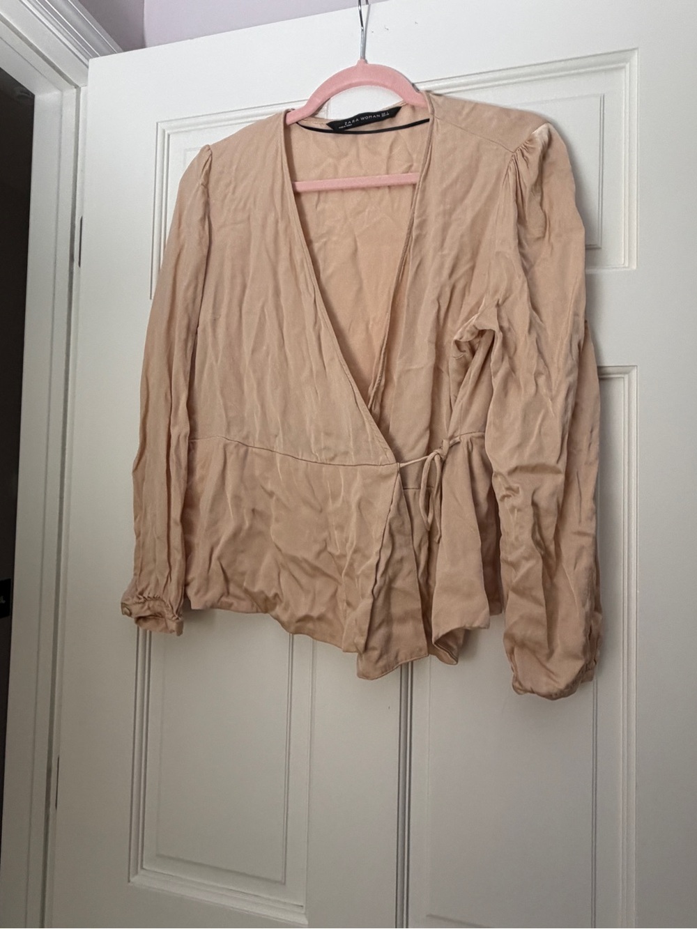 Zara Woman Light Pink Wrap Blouse Jacket